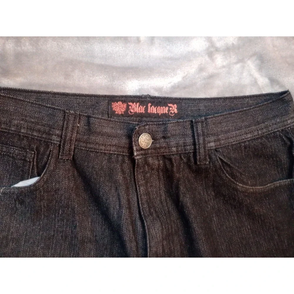 Blac‎ Lacquer Jeans Mens Sz 36 x 28 Black Raw Denim Hip Hop Streetwear Straight